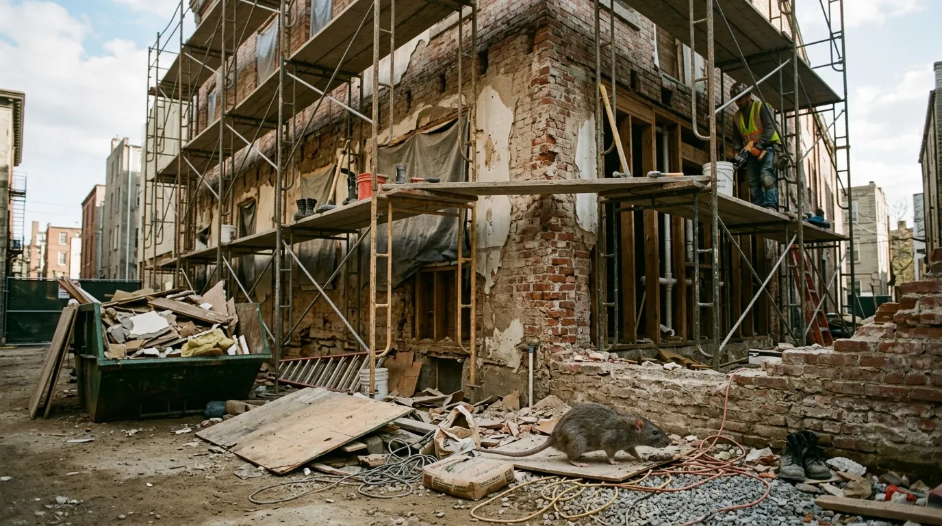 Base vie de chantier et bâtiment en rénovation : pourquoi les nuisibles s’installent pendant les travaux
