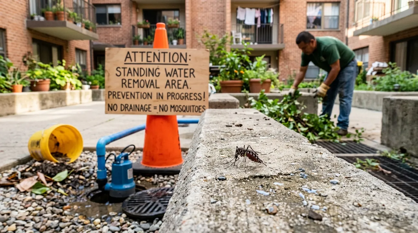 Moustique tigre dans une cour de copropriété : mesures collectives efficaces pour réduire la prolifération