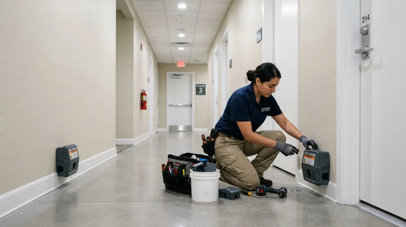 Stations d'appâtage en parties communes : sécurité, normes et pose en copropriété