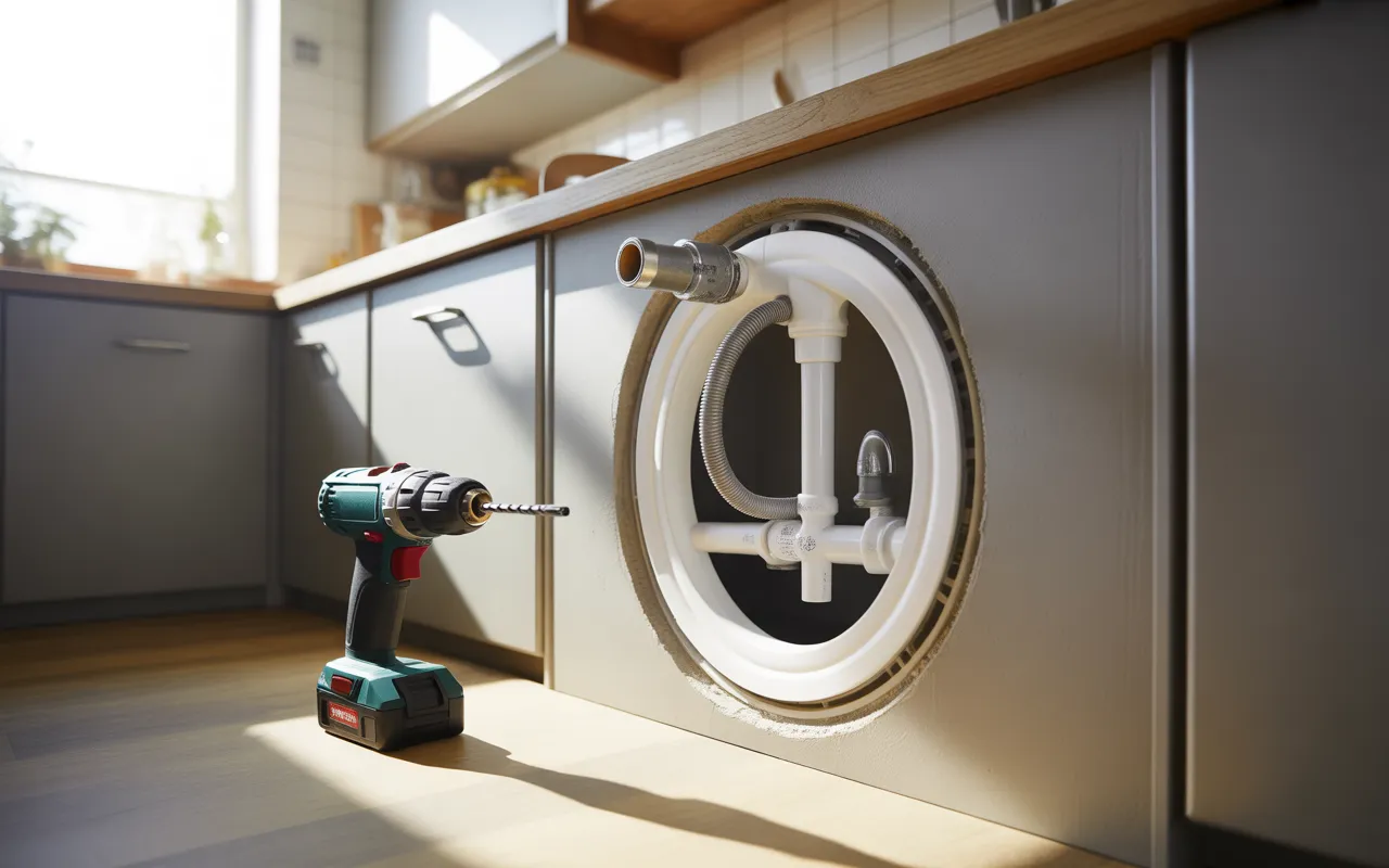 Trou derrière évier ou lave-vaisselle: méthode efficace