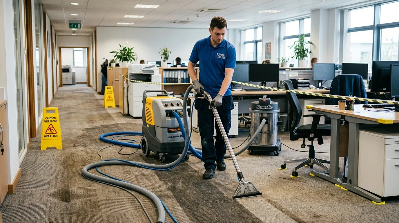 Moquettes et tapis en entreprise : injection-extraction, fréquence d’entretien et prévention des anthrènes