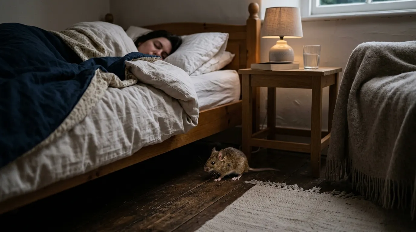 Souris dans une chambre à coucher : risques pendant le sommeil et protection de la pièce